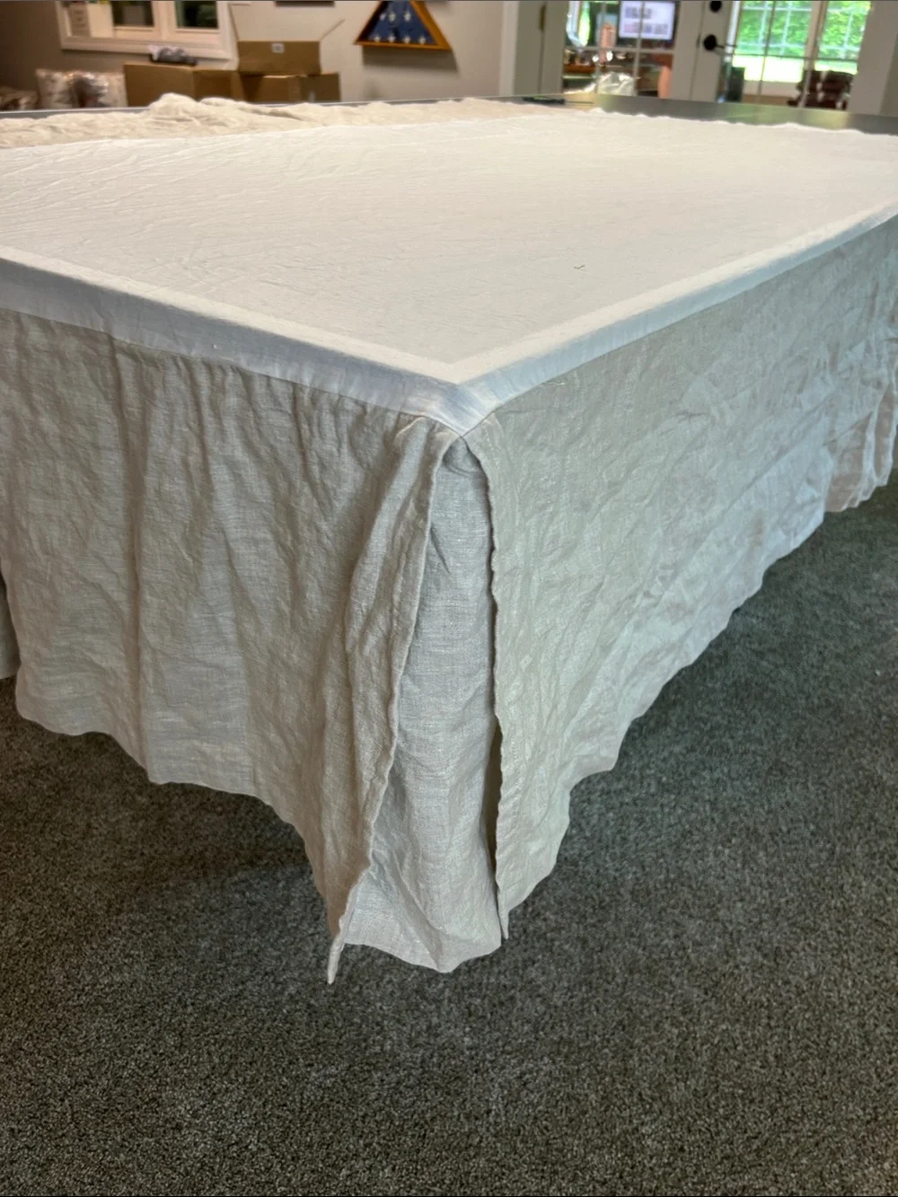 Pottery Barn Twin Belgian Flax 100% Linen Bed Skirt Cotton Decking NEW